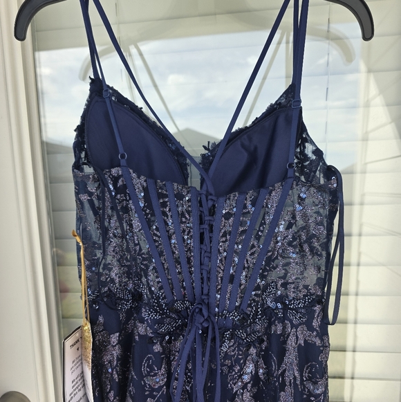 $279 Say Yes To The Dress Juniors' Glitter Mesh Corset Gown Sz 5/6 Glam Prom NWT - Picture 14 of 16